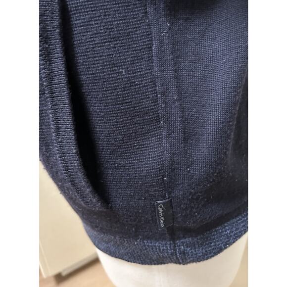 Calvin Klein European Yarn Navy Zip Up Sweater Jacket Merino Wool - Size S - Picture 2 of 5